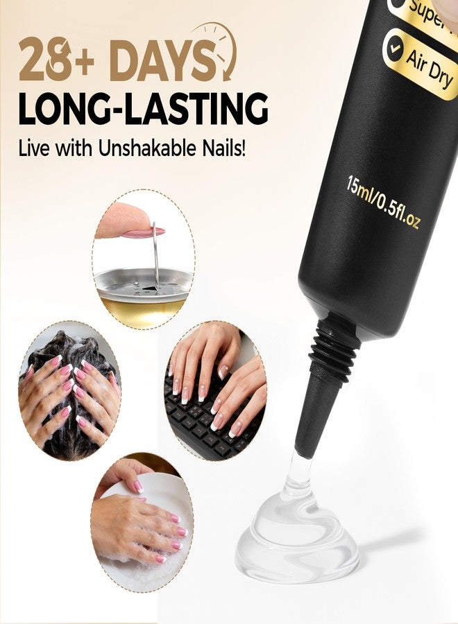 UNA GELLA Gel Nail Glue, 15ml*2pcs No U V/Lamp Needed Nail Gel Glue, Quick Air Drying Semi Solid Nail Glue GEL, Super Strong NAIL G LUE For Acrylic False Nails Tips Press Ons Extension DIY Kit - Image 3